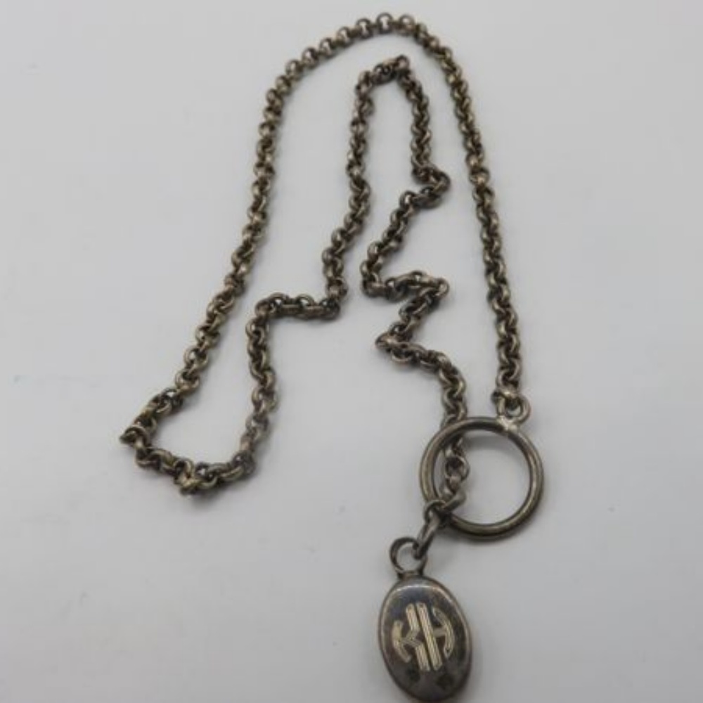Vintage Sterling Silver Larit Necklace Inititals K